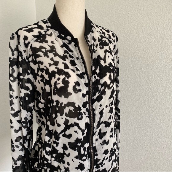 Bongo Zebra Animal Print Moto Biker Bomber Vintage Lightweight Jacket Size L - Picture 2 of 14